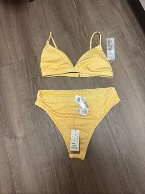 Billabong Yellow Polka Dot Triangle Bikini Set